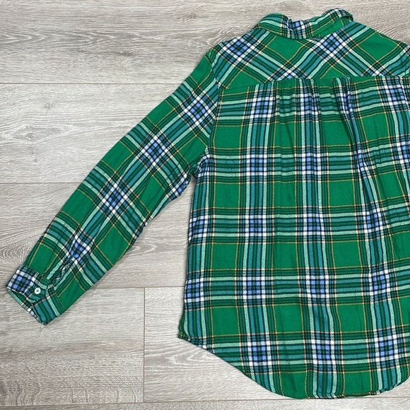 Aerie Green Plaid Flannel Boyfriend Sleep Casual Button Down Top L - Picture 15 of 16